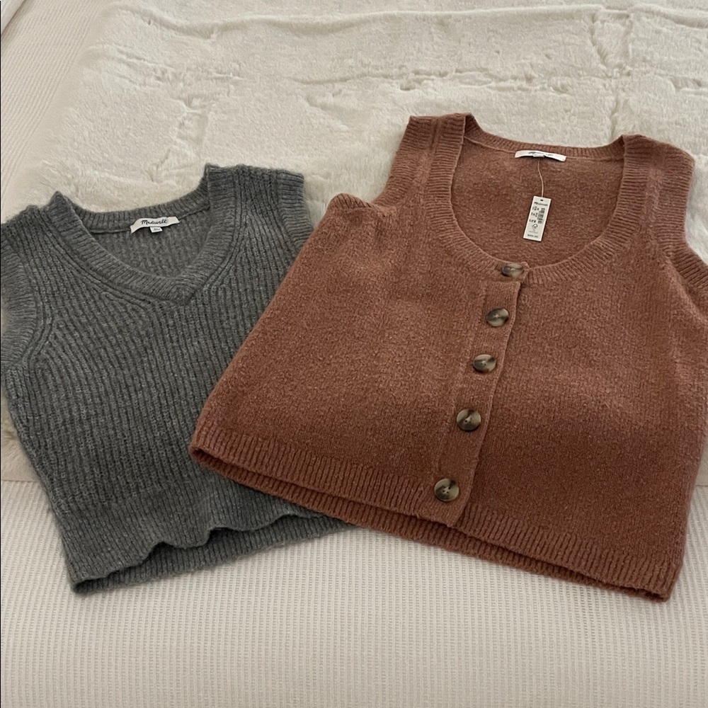 Madewell Brown and Gray Knit Sweater Vest - Women